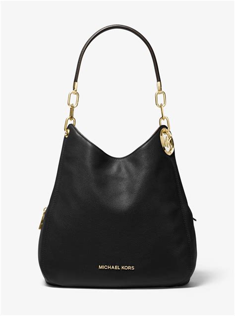 michael kors lilly black|Lillie Large Pebbled Leather Shoulder Bag .